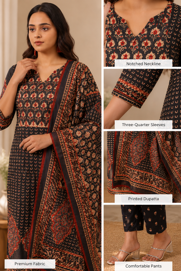 Printed Cotton Blend Kurta Set