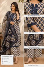 Navy Blue Floral Printed Kurta Set