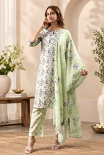 Green Floral Printed 3-Piece Suit Set