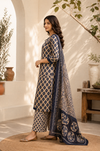 Navy Blue Floral Printed Kurta Set
