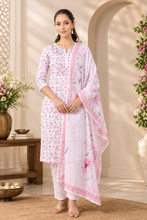 White Floral Printed 3-Piece Suit Set