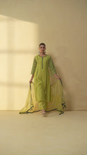 Olive Green Floral Printed Straight Kurta Set with Contrast Piping