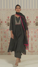 Black Embroidered Anarkali Suit Set